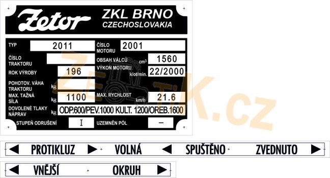 Malá sada - štítky Zetor 2011 pol