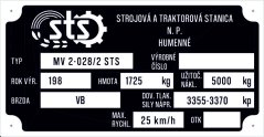 Výrobní štítek STS MV2-028/2 5t