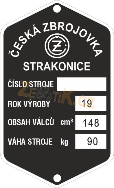 Štítek výrobní Jawa CZ 150