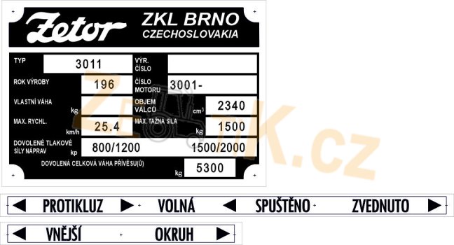 Malá sada - štítky Zetor 3011