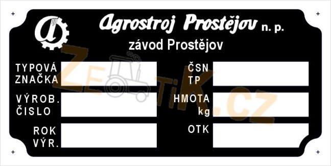 Výrobní štítek kabiny Agrostroj